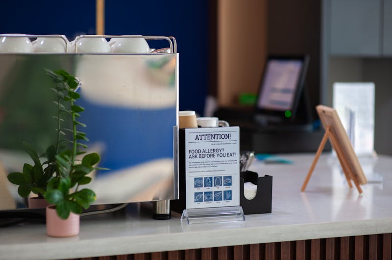 Catering setup with food trays at an event